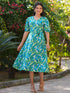 Multicolor Cotton Flex Floral Printed Fit & Flare Dress